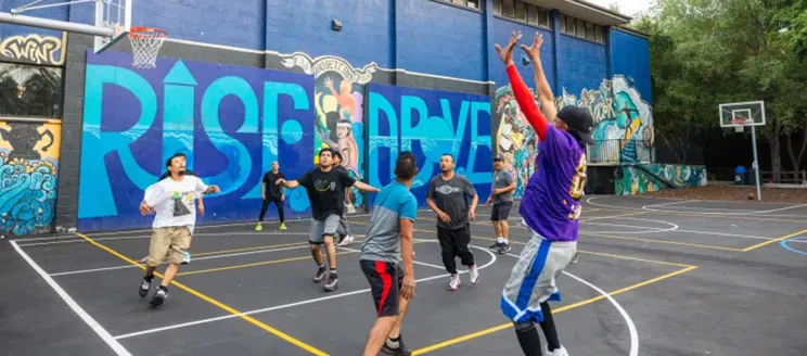 Picture of people playing on Bohnett Park Basketball Court