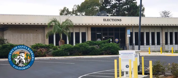 County Elections Office photo of Drop Box with the County Seal