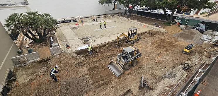 View looking down at a construction site