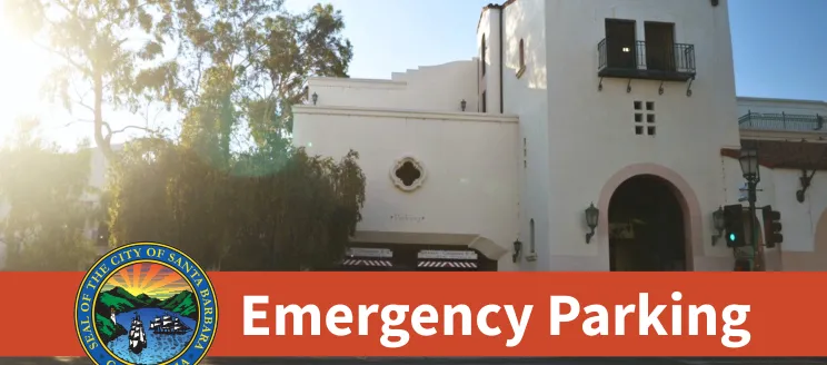 Emergency Parking text over an image of Lot 2 parking garage