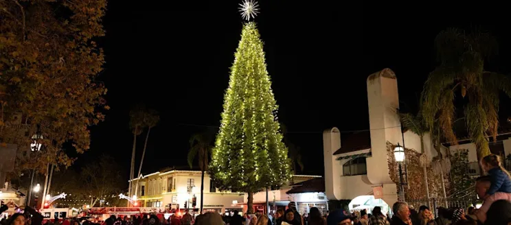 Tree lighting in Downtown Santa Barbara.