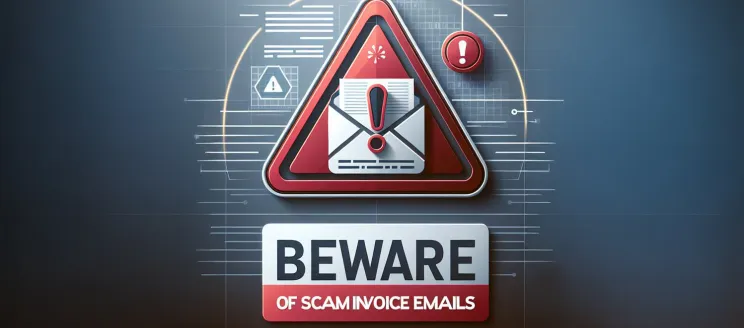 Image and graphic with text saying beware of scam emails and image of email that looks like it is in cyber space
