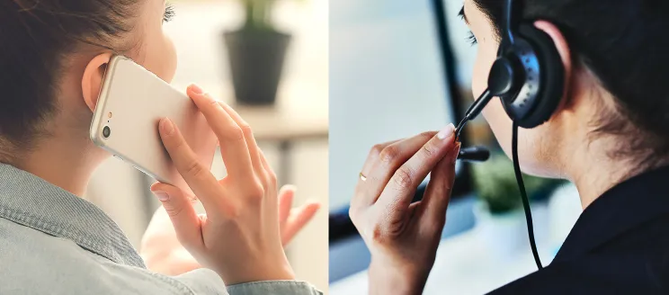 phone call between customer and representative