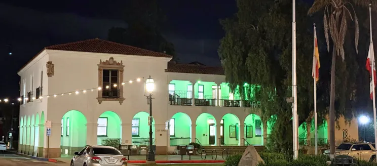 City Hall Light up Green for Mental Health Month