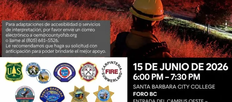 El volante invita a los residentes de la Costa Sur a asistir a una presentación y discusión comunitaria sobre la preparación ante incendios forestales junto a bomberos locales, autoridades policiales, agencias de seguridad pública y organizaciones comunitarias.