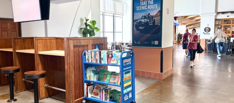 Book cart in the Santa Barbara Airport Terminal)