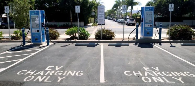 Two public ev charging stations at the Eastside Library parking lot