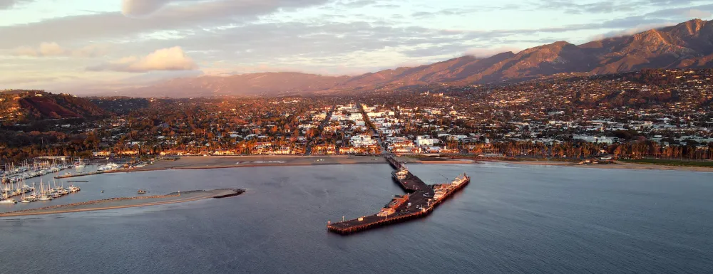 City of Santa Barbara viewed from the air over the ocean