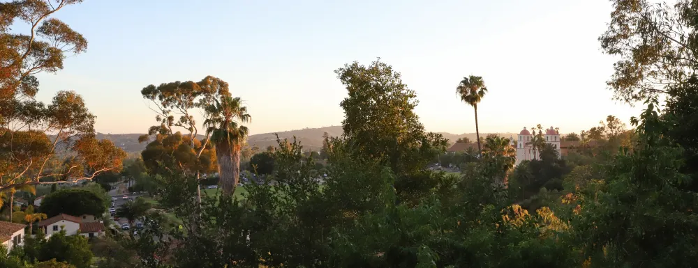 Mission and Rose Garden at Sunset