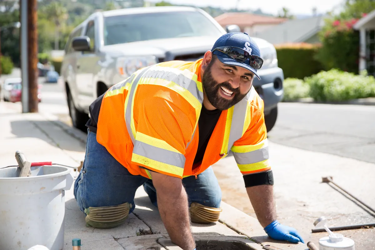 City worker fixing a water meter