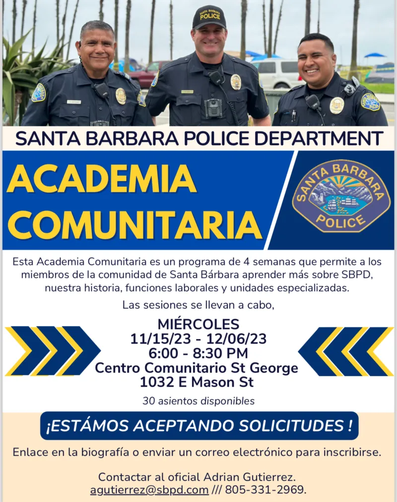 SBPD Spanish Community Academy Flyer 