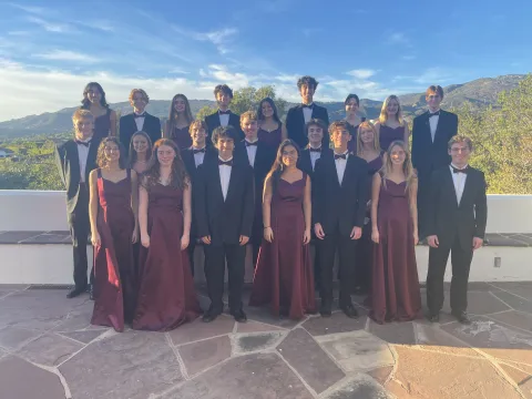 San Marcos High School Choir posing as a group 