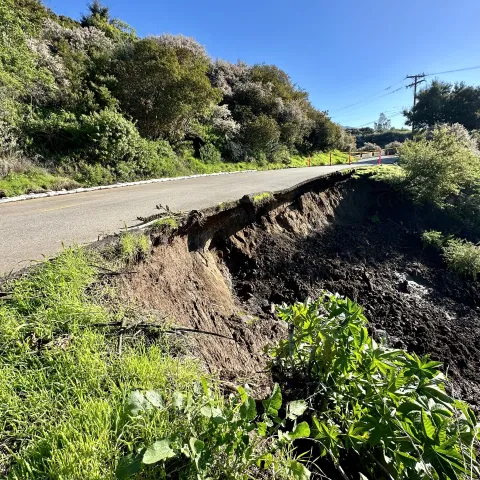 Damaged roadway