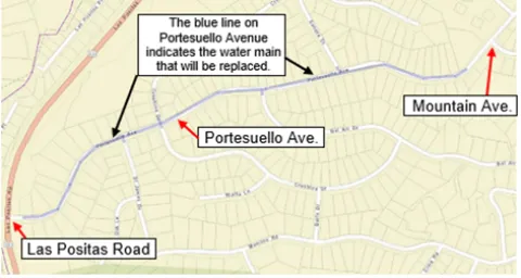 Portesuello Avenue water main location