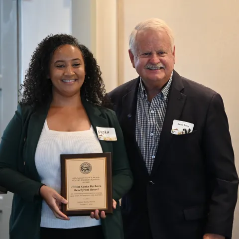 Najah Young and Mayor Randy Rowse.