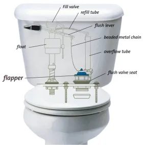 Diagram of parts of a toilet