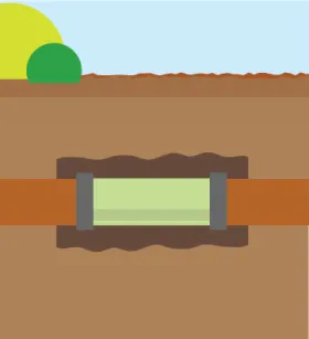 An illustration of a pipe underground