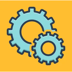 Graphic of two overlapping gears