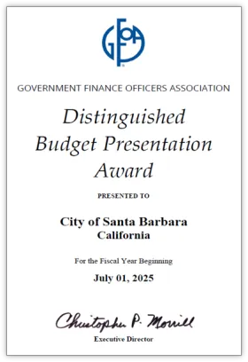 GFOA Distinguished Budget Presentation Award FY2025