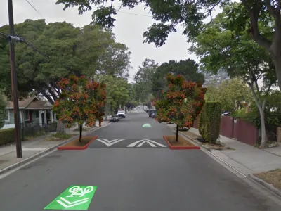 Rendering of an example landscaped peninsula on 200 block of North Alisos Street