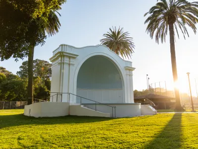 Plaza del Mar Band Shell and surrounding trees